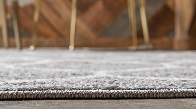 Unique Loom Trellis Frieze Collection Area Rug - Rounded (4' Square, Light Gray/ Ivory)