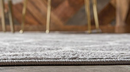 Unique Loom Trellis Frieze Collection Area Rug - Rounded (4' Square, Light Gray/ Ivory)