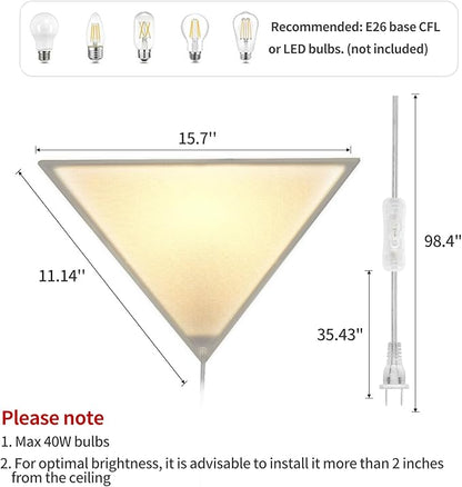 Easy Installation Corner Light with Linen Shade, 2 Pack Corner Lights for Living Room, Space-Saving Plug in Ceiling Light with Switch, Modern Apartment Lighting for Bedroom, Office, Study