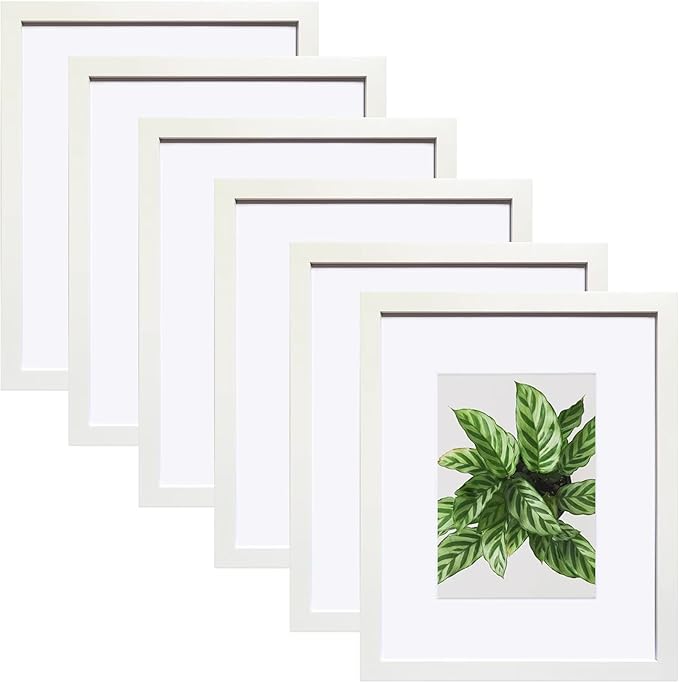 SESEAT 8x10 Picture Frame White Set of 6, Display Pictures 5x7 with Mat or 8x10 without Mat for Wall or Tabletop