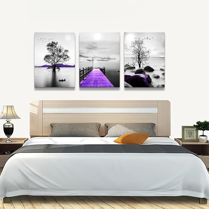 Lapremoly Large Canvas Wall Art For Bedroom Wall Decorations For Living Room Modern Office Wall Decor Black And White Painting Artwork Scenery Pictures Room Home Decor 3 Piece Prints Art