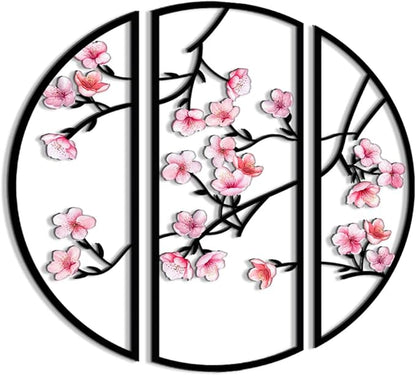 XORT 3 Pieces Metal Flowers Wall Decor, Minimalist Floral Wall Arts Hanging Decor for Living Room Bathroom Bedroom Dining Room Kitchen Indoor Outdoor