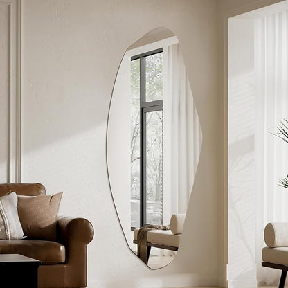Irregular Full Length Mirror, 61"x24" Frameless Full Body Mirror, Asymmetrical Wall Mirrors for Bedroom, Living Room, Cloakroom, Explosion-Proof, Waterproof, Horizontal/Vertical
