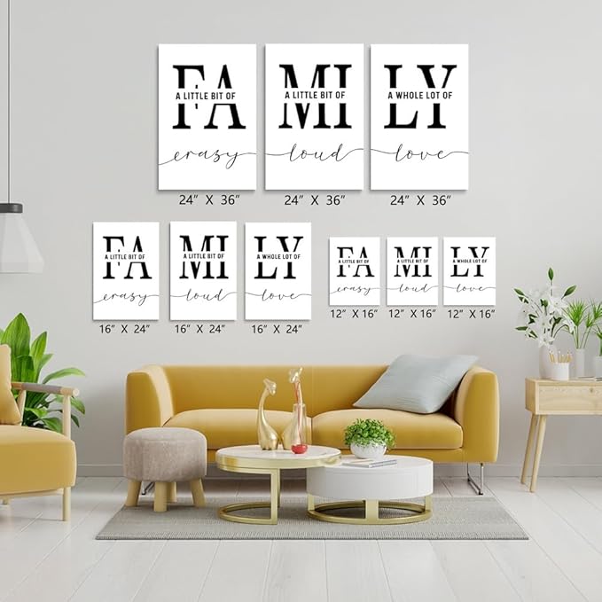 GUBIYU Family Wall Decor Set of 3 - Home and Dining Room Art - Modern Love Signs for Kitchen, Bedroom, Living Room, Office - 20"x28" Hanging Pieces