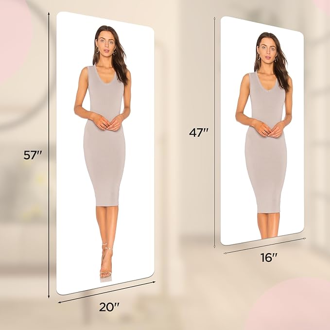 iCAGY Acrylic Self Adhesive Mirror Sheet for Wall, Plastic Non Glass Sticky Kid Safety Mirror Tiles for Wall Rectangle 16x47 inch 2 Pcs