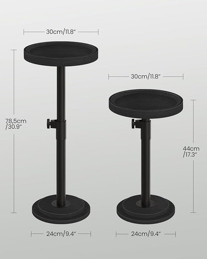 CHOEZON Small Round Side Table, Height Adjustable Drink Table, Pedestal Martini Table with Thickened Base, for Small Space, Sofa, Living Room, Bedroom, Black TBZ31BB