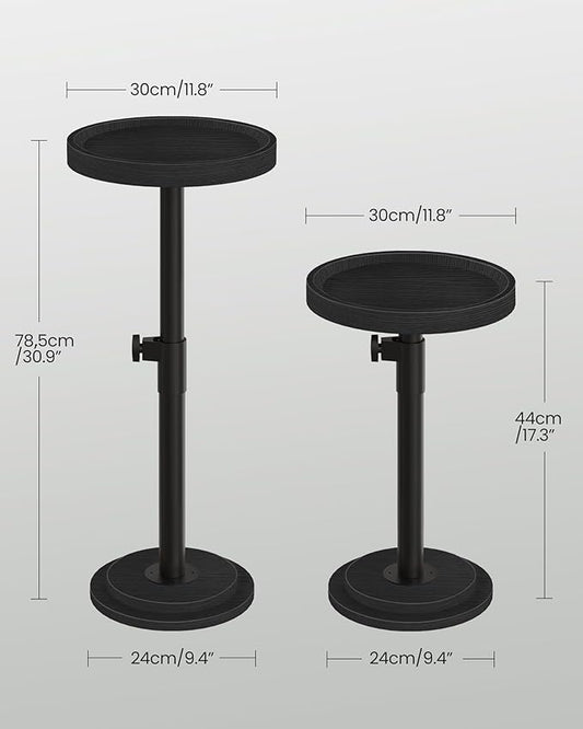 CHOEZON Small Round Side Table, Height Adjustable Drink Table, Pedestal Martini Table with Thickened Base, for Small Space, Sofa, Living Room, Bedroom, Black TBZ31BB