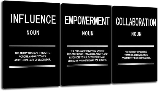 Leadership Inspirational Wall Art Empowerment Collaboration Influence Motivational Print Canvas Poster Painting for Office Modern Inspiring Artwork for Home Living Room Wall Decor[72''Wx 36''H]