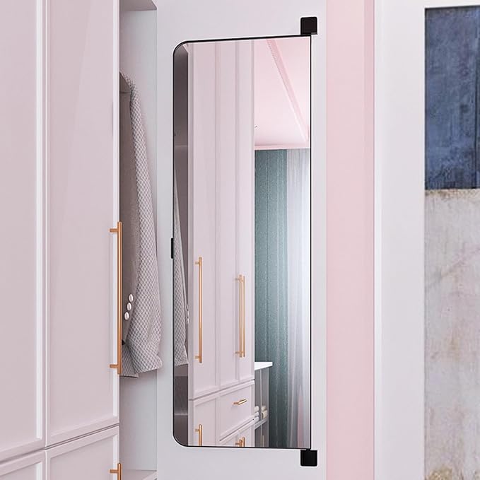 180° Swivel Full Length Mirror, 47" x 15.2" Wall Mounted Full Length, Hideaway Closet Mirror for Cloakroom, Bedroom, Door