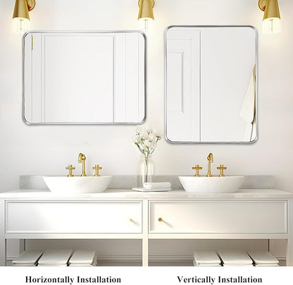 Fabuday Bathroom Mirror - 24x30 Inch Over Sink Silver Wall Mirrors for Bathroom, Rectangle Vanity Mirror for Bedroom, Living Room, Entryway, Horizontal or Vertical Hanging