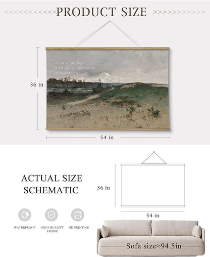 InSimSea 36x54 Large Canvas Scroll Christian Wall Art, Bible Verse Wilderness Grass Landscape Religious Decor, Inspirational Oil Painting for Living Room, Prayer Room, Church