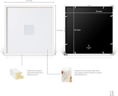 artisane home goods - Gallery Frame 1.0, Picture Frame, 20x20 White, Gallery Wall Frame Set, Large Picture Frame, Oversized Mat (4x4, 4x6, and 5x7)
