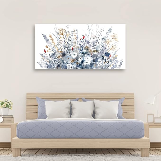 Yearainn Watercolor Botanical Floral Canvas Art, 48"L x 24"W, for Living Room, Bedroom, Office, Wall Decor