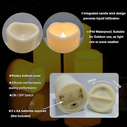 iZAN 2 Pack Outdoor Indoor Flameless Candles with Timer Waterproof Battery Operated Electric LED Pillar Candle Set for Home Garden Decoration Party Wedding Supplies 3 x 4 inch