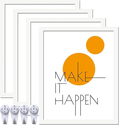 8x10 Picture Frame Set of 4, White 8 x 10 Frame High Transparent Wall Gallery Poster Canvas Photo Frames for 8 by 10 inches
