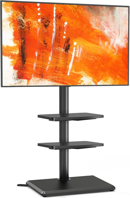 TVON Floor TV Stand with Mount for Most 32-65 Inch Flat/Curved TVs up to 88 lbs, Height Adjustable TV Mount Stand with Wood Base, Swivel TV Stand for Bedroom, Corner & Living Room, Max VESA 400x400mm