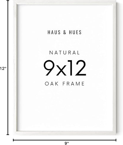 HAUS AND HUES White Oak Wood 9x12 Picture Frame - Natural Frame for Crafts and Photos (White Oak Frame)