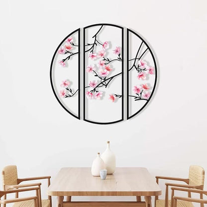 XORT 3 Pieces Metal Flowers Wall Decor, Minimalist Floral Wall Arts Hanging Decor for Living Room Bathroom Bedroom Dining Room Kitchen Indoor Outdoor