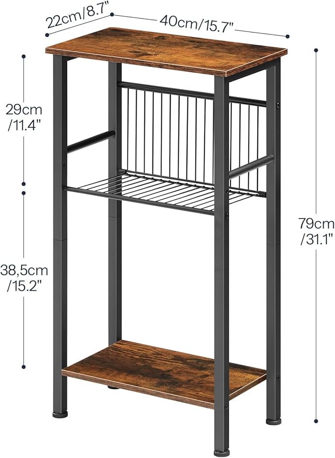 HOOBRO 15.7" Narrow Console Table for Small Space, Set of 2 Entryway Table with Adjustable Shelf, Behind Couch Table, Sofa Table, for Entryway, Hallway, Livingroom, Rustic Brown and Black BF41XGP201