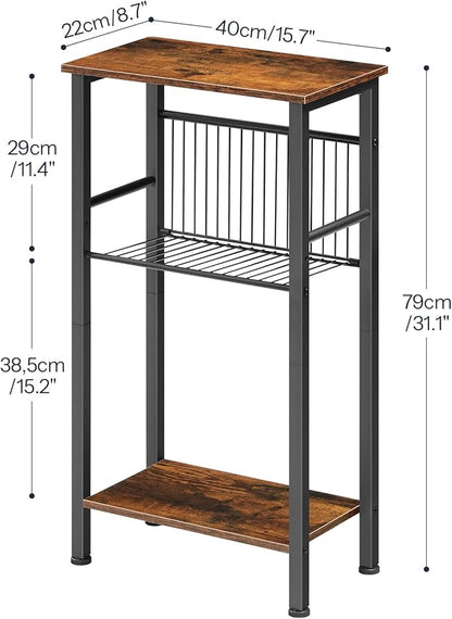 HOOBRO 15.7" Narrow Console Table for Small Space, Set of 2 Entryway Table with Adjustable Shelf, Behind Couch Table, Sofa Table, for Entryway, Hallway, Livingroom, Rustic Brown and Black BF41XGP201