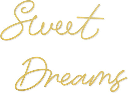 Zzbakress Sweet Dreams Wall Decor For Bedroom, Black Metal Above Bed Wall Decor Large Modern Living Room Farmhouse Sign Wall Decorations For Office Home Bedroom Art (Gold, Farmhouse)