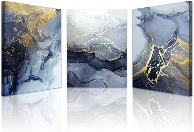Lapremoly Abstract Canvas Wall Art - Bedroom, Living Room, Office & Bathroom Decor - 3 Piece Set (12x16 in)