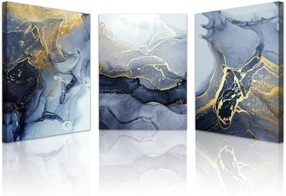 Lapremoly Abstract Canvas Wall Art - Bedroom, Living Room, Office & Bathroom Decor - 3 Piece Set (12x16 in)