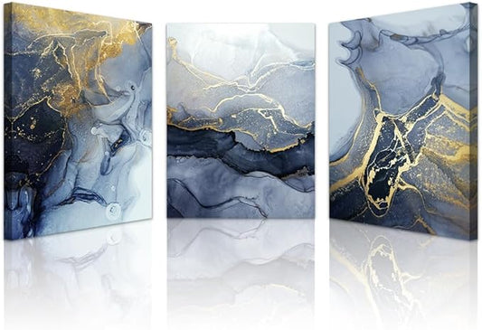 Lapremoly Abstract Canvas Wall Art - Bedroom, Living Room, Office & Bathroom Decor - 3 Piece Set (12x16 in)