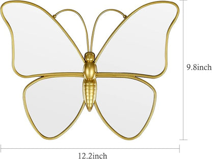 Decorative Butterfly Wall Mirror with Gold Plastic Frame (12.2 x 9.8 inch)