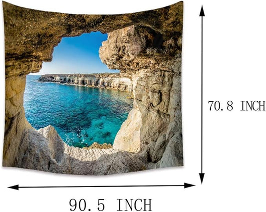 Llamazing Forest Home Decor Tapestry - Living Room Bedroom Decoration Landscape Curtain (Sea, 90.5''L70.8''W)