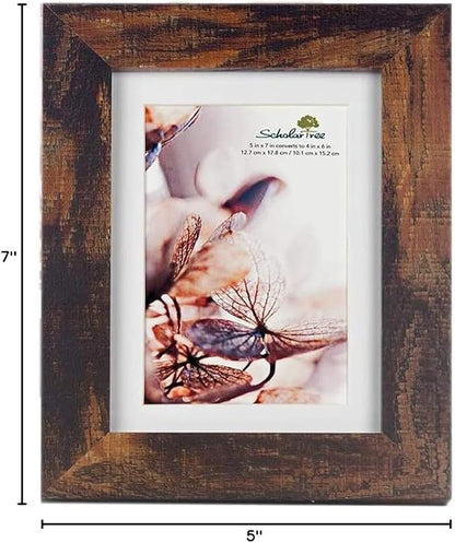 brown 5x7 Picture Frame,Display 5x7 without Mat or 4x6 with Mat