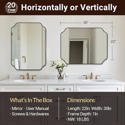 ANDY STAR Brushed Bronze Scalloped Mirror, 22"x30" Bathroom Vanity Mirror, Antique Scalloped Mirror in Premium Stainless Steel Frame, Timeless Shape with Unique Flair, Ideal for Home Remodel