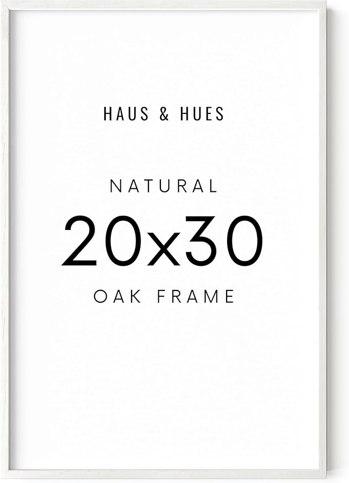HAUS AND HUES White Oak Wood 20x30 Picture Frame - Large Natural Poster Frame, Gallery Wall Style (White Frame)