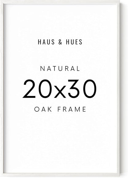 HAUS AND HUES White Oak Wood 20x30 Picture Frame - Large Natural Poster Frame, Gallery Wall Style (White Frame)