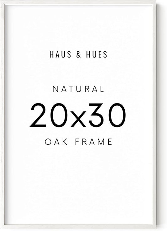 HAUS AND HUES White Oak Wood 20x30 Picture Frame - Large Natural Poster Frame, Gallery Wall Style (White Frame)