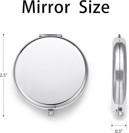 Compact Mirror for Purse, Metal Round Shell, Double-Sided 1X/2X Magnifying, Portable Travel Small Makeup Mirror, Mini Pocket Mirror, Sliver, 12 Pack