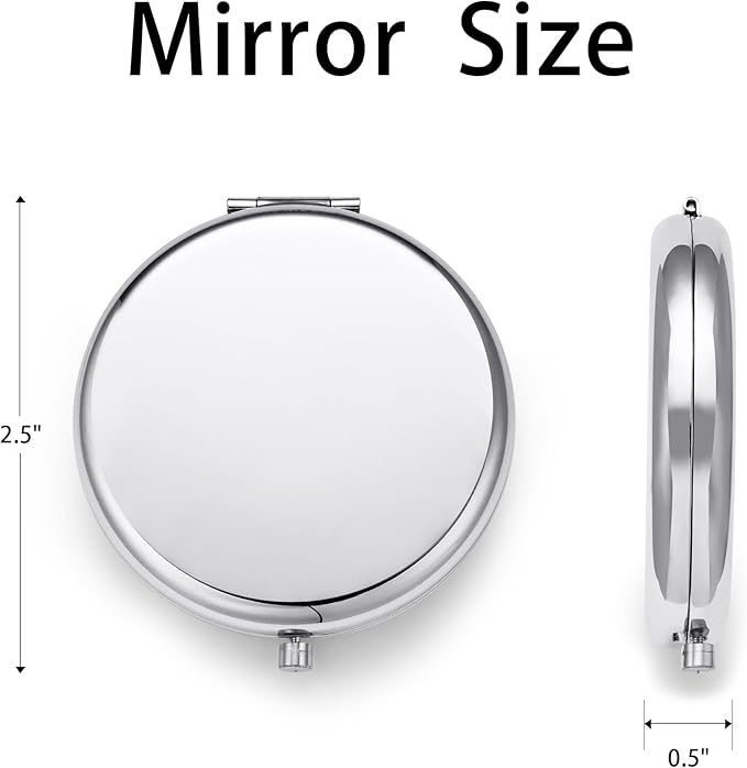 Compact Mirror for Purse, Metal Round Shell, Double-Sided 1X/2X Magnifying, Portable Travel Small Makeup Mirror, Mini Pocket Mirror, Sliver, 4 Packs