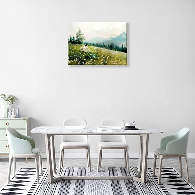 Jesus Shepherding The Sheep Canvas Framed Wall Art, Christianity And Lamb Wall Art, Christian Jesus Lamb Art Prints, Bible Story Paintings，Wall Decor for Bedroom, Living Room, Office Ready to Hang 12x16 Inches.