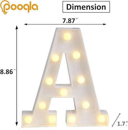 Pooqla LED Light Up Letters, Warm White and Colorful Lighted Marquee Letters with Remote, Lighted Letter for Party Birthday Decorations, Gift for Girls Boys Night Light, Wedding Home Decor, Letter A