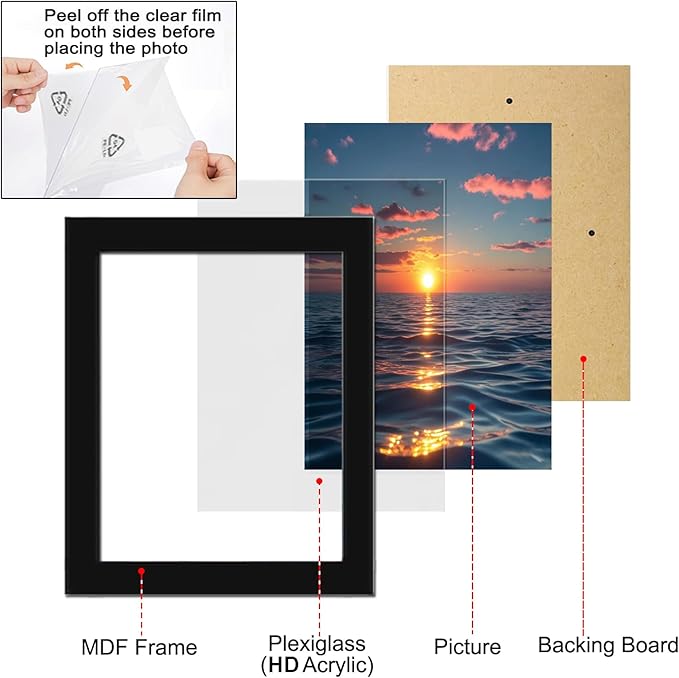xnlkros 12 pack assorted gallery wall picture frame,rustic farmhouse wood picture frames multiple sizes including 4x6, 5x7, 8x10, 11x14, Ideal for living room hanging or tabletop display,Black