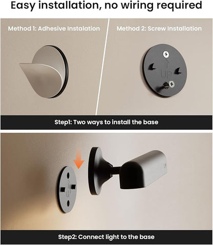 PopoIron Rechargeable LED Wall Sconces 7500mAh Battery Operated Wall Lamps for Bedroom, Touch and Remote Control, 3 Colors Wall Lights 360° Rotate Dimmable Brightness with 15 RGB Colors,Black 4 Pack