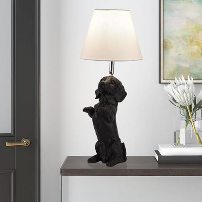 Black Dachshund Dog Table Lamp Creative Puppy Resin Desk Lamp Farmhouse Dachshund Pet Animals Nightstand Lamp for Bedroom Living Room Children’s Room Office Cafe