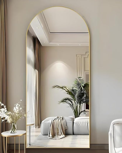 71"x32"Floor Mirror Full Length,Arched Full Length Mirror with Stand,Full Body Mirror,Hanging or Large Leaning for Bedroom Living Room Gold