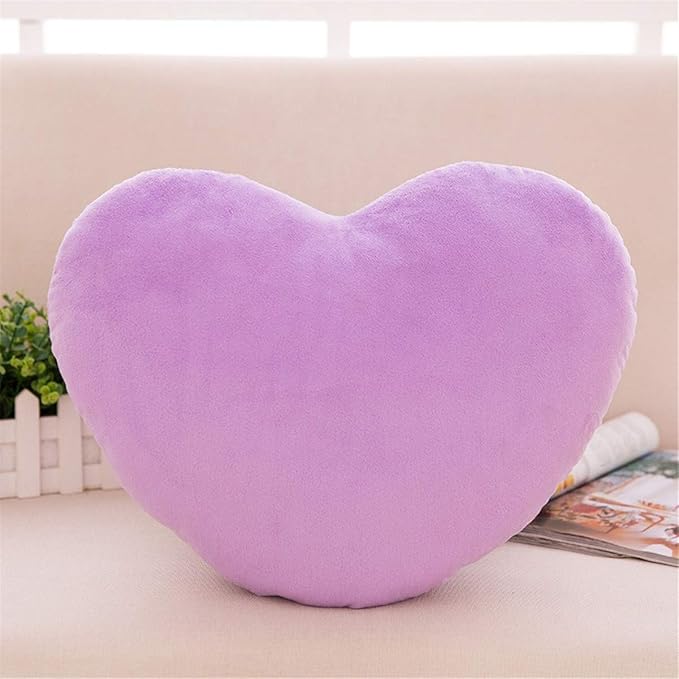 S_SSOY Plush Pillow Heart Shape Cushion Fluffy Throw Pillows Decorative Back Cushions for Friends Valentine's Day (Purple)
