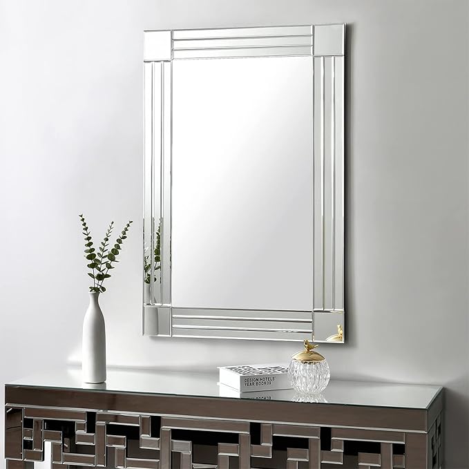 Decorative Mirror - 36"x24" Gorgeous Silver Mirror for Wall Bedroom, Bathroom, Living Room and Dining Room