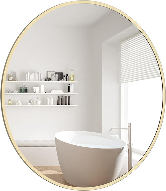 WallBeyond 20 inch Round Mirror Gold Circle Wall Mirror for Bathroom with Metal Framed, Round Wall Mirror for Wall Decor, Vanity, Entryway Living Room