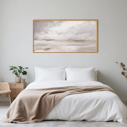 DRACIT Large Neutral Abstract Framed Canvas Wall Art Set,Minimalist Gray and Beige Pastel Wall Decor,Modern Nature Misty Textured Art Painting for Living Room,Bedroom-20 x40