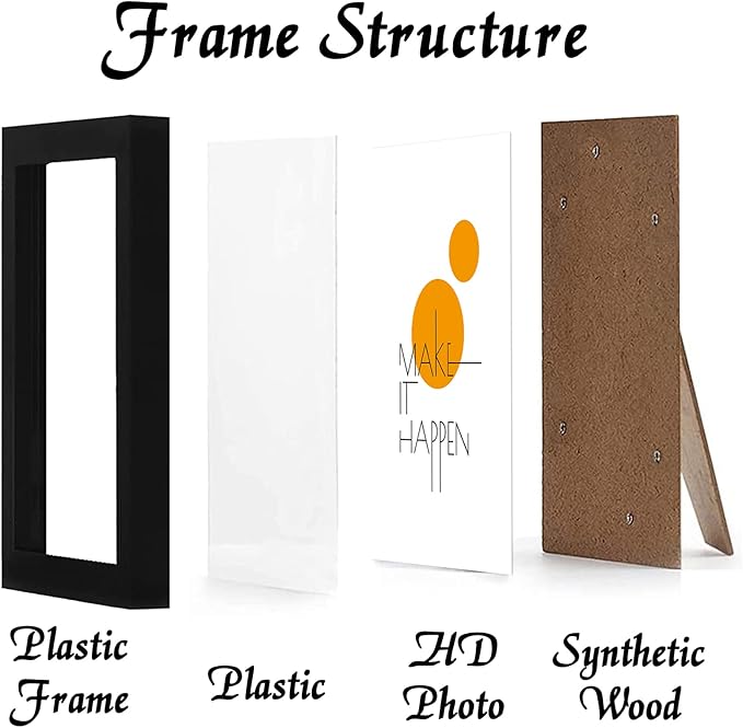 8x10 Picture Frame Set of 4, Black 8 x 10 Frame High Transparent Wall Gallery Poster Canvas Photo Frames for 8 by 10 inches