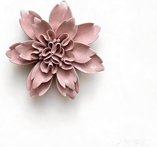 CEUYGT Ceramic Flowers 3D Wall Art Decor Handmade 3D Wall Art Hanging Sculpture for Living Room Bedroom Pink Peony 3.54"