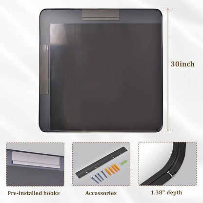 30"x 30" Black Bathroom Mirror - Aluminum Framed Wall Mirror, Bathroom Wall Mounted Vanity Mirror, Modern Bathroom Mirror, Bedroom, Living Room Wall Mirror, Hang Horizontally or Vertically